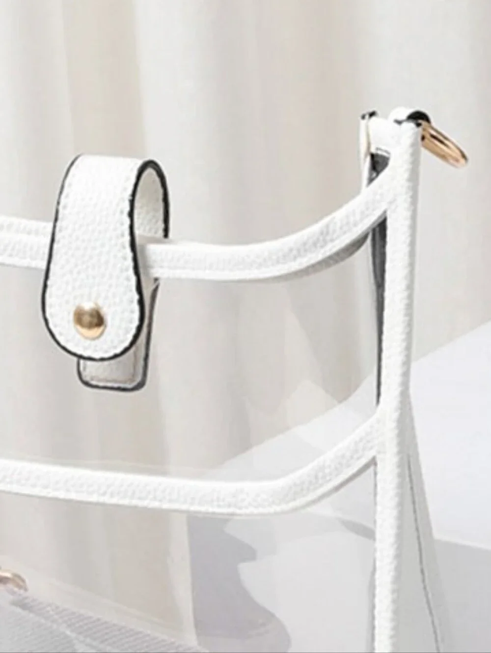 White Trim Transparent Clear Cross Body Bag Purse Casual Womens Accessory